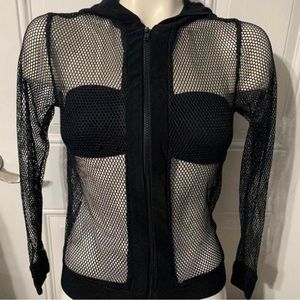 Sara Bustani black mesh hoodie size small .